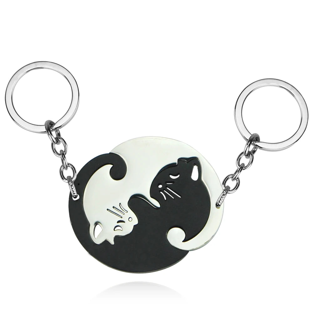Cat Couple Necklaces For Lovers Yin Yang Animal Pendant Necklace Heart Couples Friendship Jewelry for Lovers Best Friends Gift