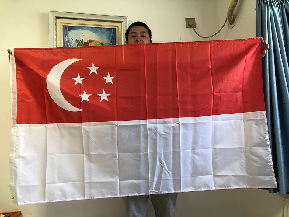 SKY FLAG 90X150cm Lion City SG SGP Republic Singapore Flag High Quality Polyester Fabrics