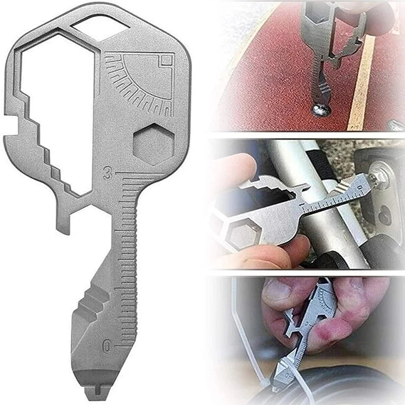 EDC24 in 1 Multifunction key tool combination stainless steel pendant mini portable keychain outdoor Tools bicycle screw wrench