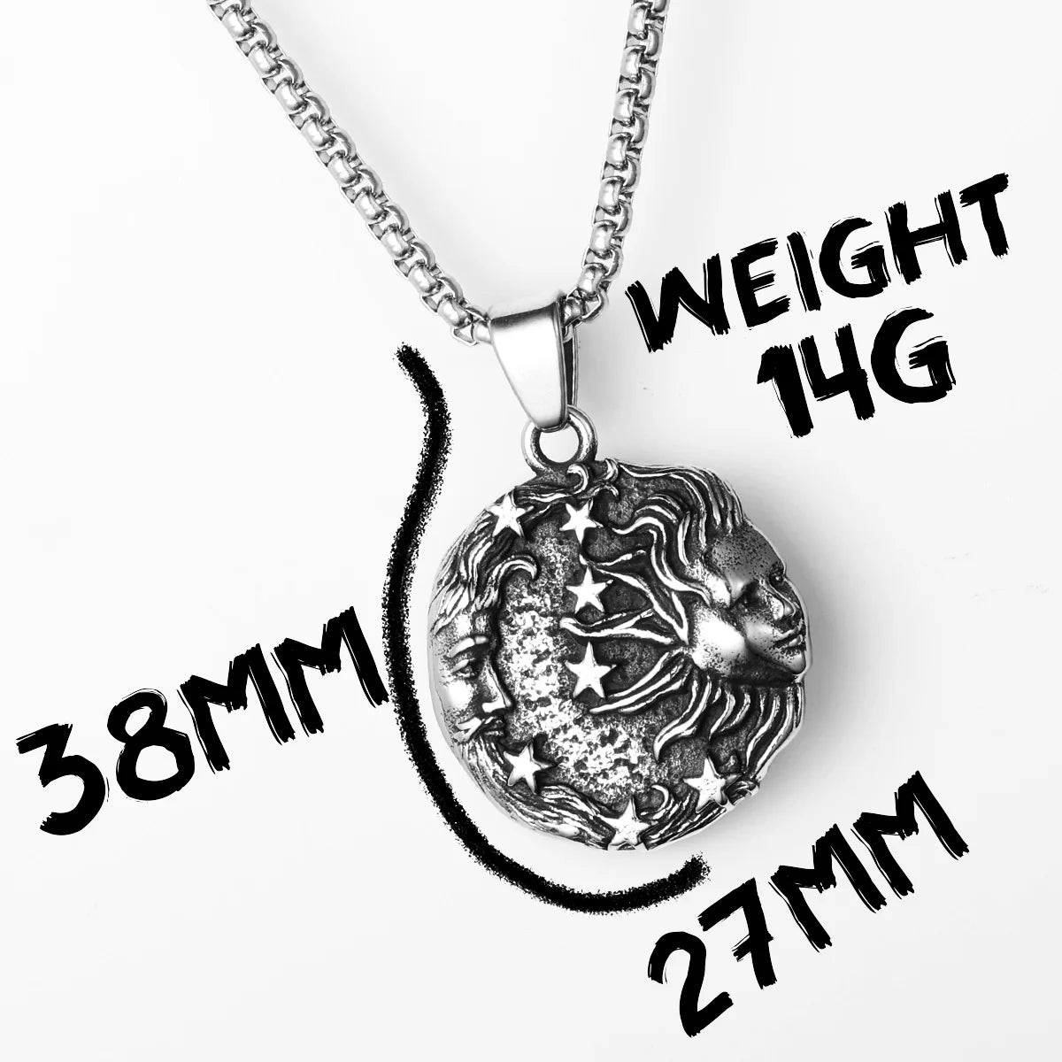 Greek Myth Stars Moon Sun Stainless Steel Men Necklaces Pendant Chain Powerful Amulet Vintage For Women Jewelry Gifts Wholesale