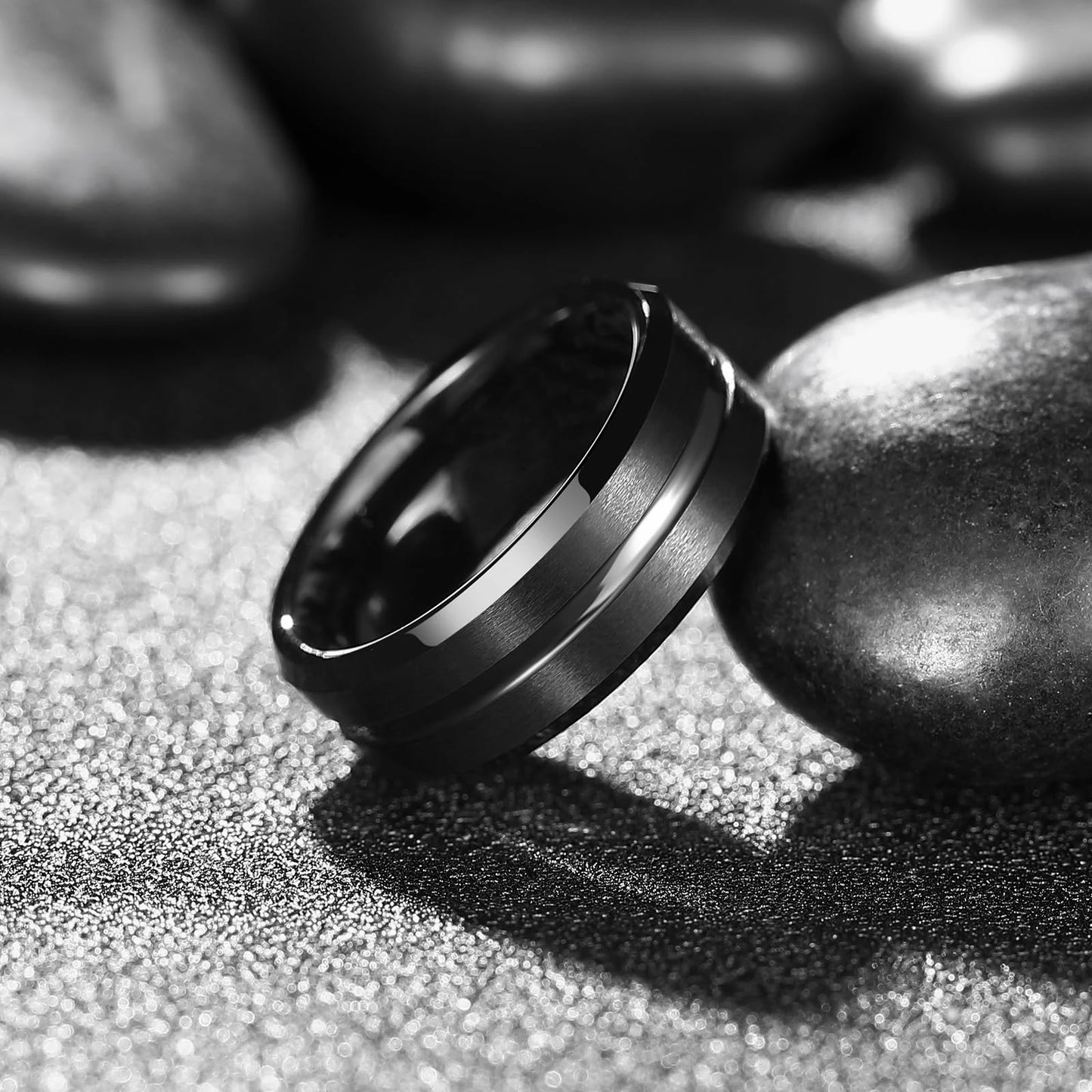 Fashion 8mm Black Color Stainless Steel Rings For Men Women Never Fade Wedding Engagement Men Rings Party Jewelry Accessories