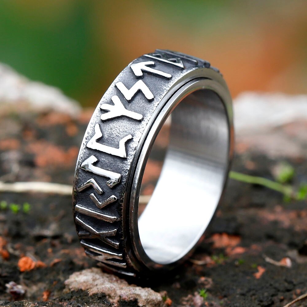 2022 Vintage Viking Rune Ring For Men Women retro 316L Stainless Steel Odin Nordic Rings Simple Amulet Jewelry Gift