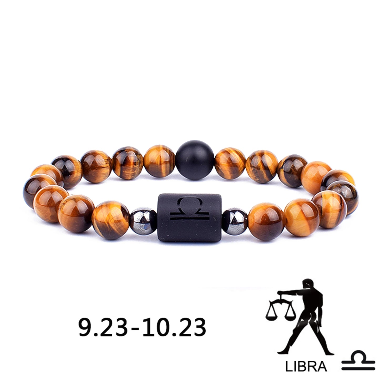 12 Zodiac Signs Constellation Charm Bracelet Men Women Fashion Tiger Eye Stone Beaded Bracelets Virgo Leo Libra Couple Jewelry