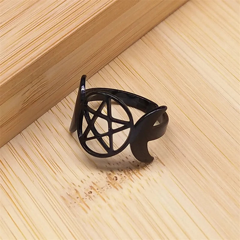 Witchcraft Stainless Steel Witch's Irish Knot Ring Men/Women Silver Color Ireland Adjustable Rings Witch Jewelry nudo de bruja