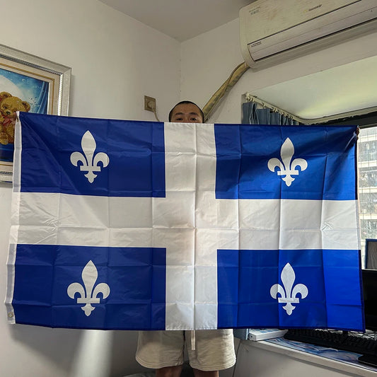 SKY FLAG Quebec Emblem Flag 90x150cm fleurs de lis quebec Flag Polyester hanging Flag with Brass Grommets