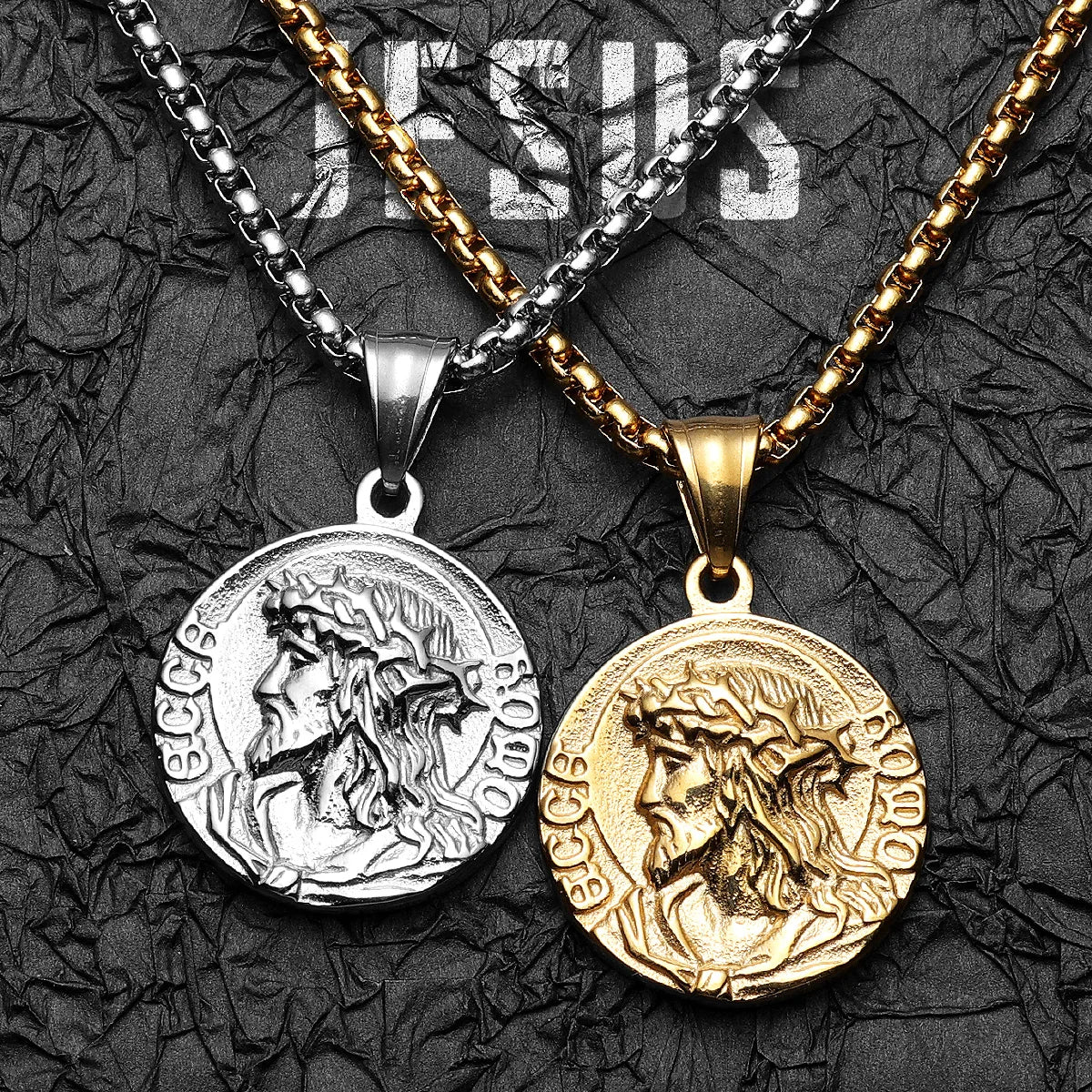 Jesus Simple Amulets Stainless Steel Men Necklaces Pendant Chain Punk For Women Fashion Jewelry Gifts Wholesale Dropshiping