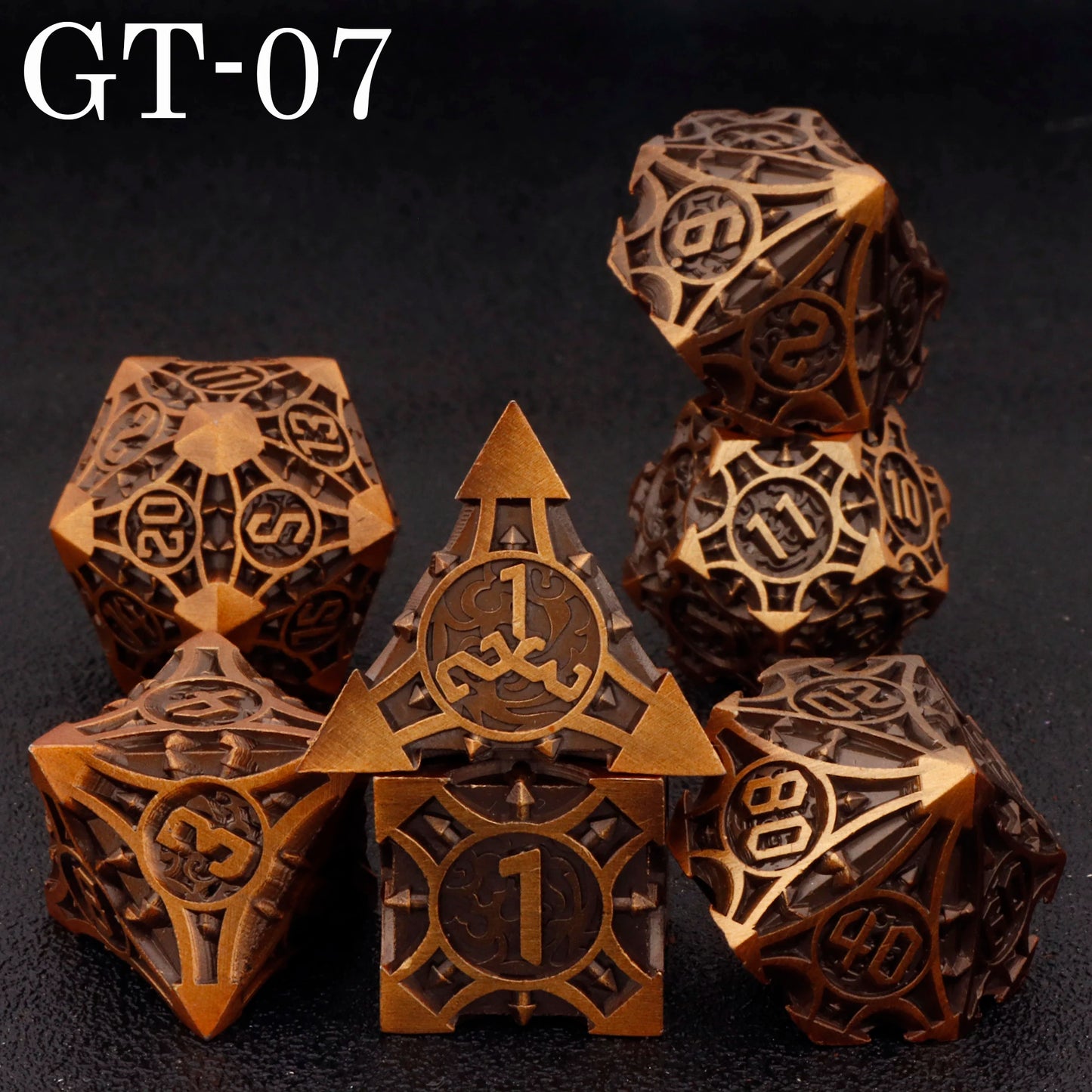 Dnd metal dice set ，red metal dice set for dungeons and dragons ，sharp edge d&d dice set GT-07