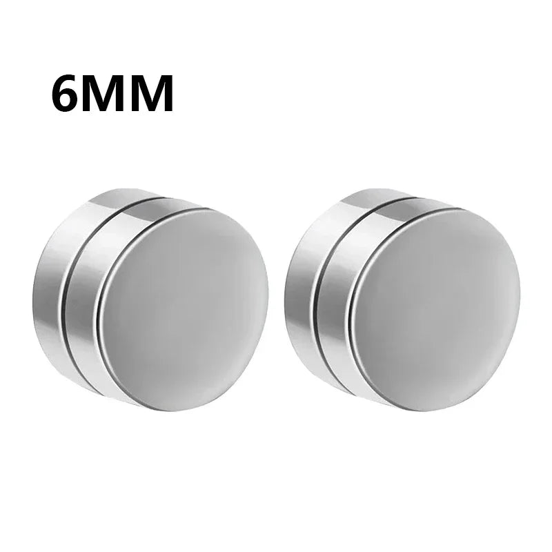 1Pairs Crystal Strong Magnetic Ear Stud Clip Earrings for Men and Women Punk Round Zircon Magnet Earrings Non Piercing Jewelry