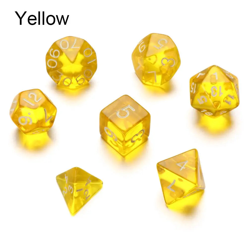 7Pcs Polyhedral Dice Set Transparent Flowers Design Resin Dices Hot Party Table Games Accessories D6 D8 D10 D12 D20 For D&d DND B14