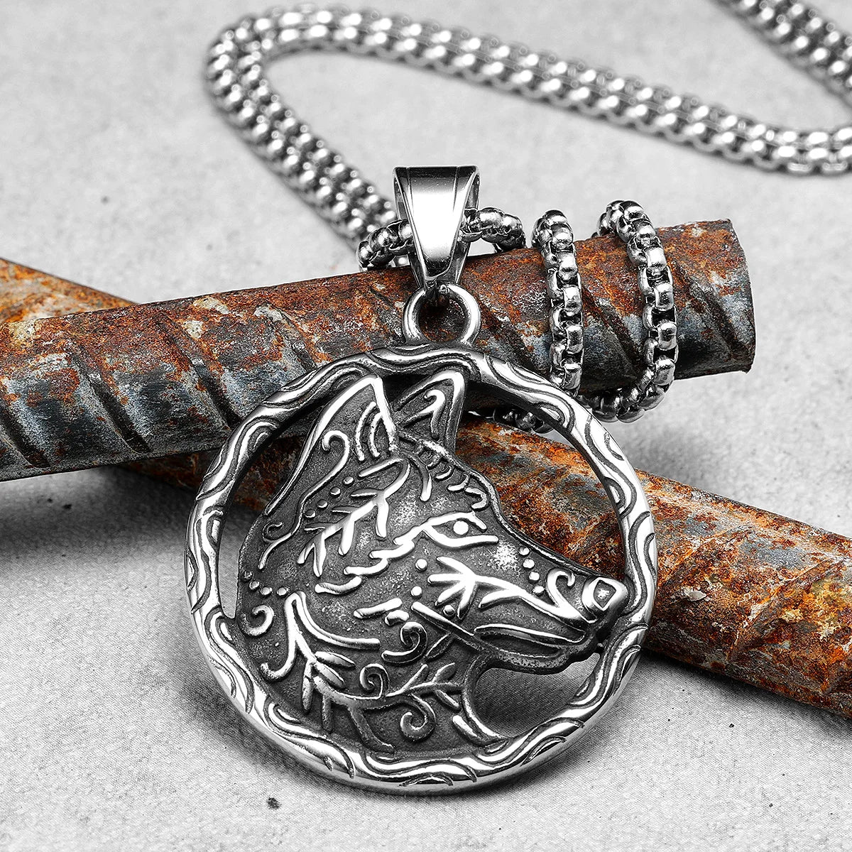 Wolf Head Carving Men Necklaces With Pendant Stainless Steel Jewelry For Male Women Punk Hip Hop Accessories Gifts Wholesale