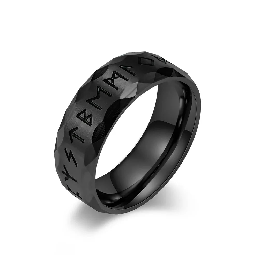 Nordic Retro Rune Ring For Men Women Simple 316L Stainless Steel Odin Letter Rings Couple Amulet Jewelry Accessoires Gifts