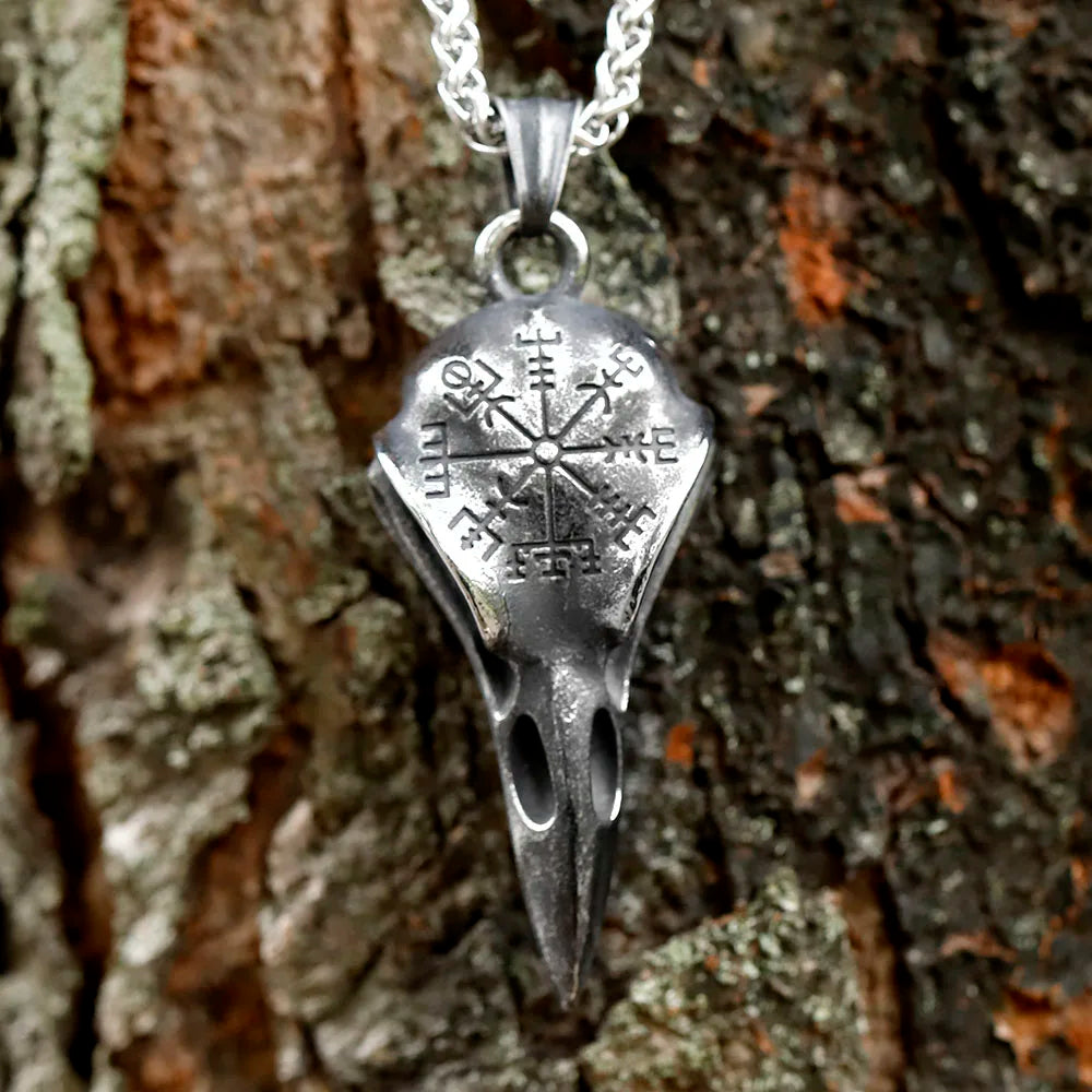 2023 New Fashion Viking amulet Pendant Raven head and Vegvisir for man stainless steel jewelry for gift free shipping