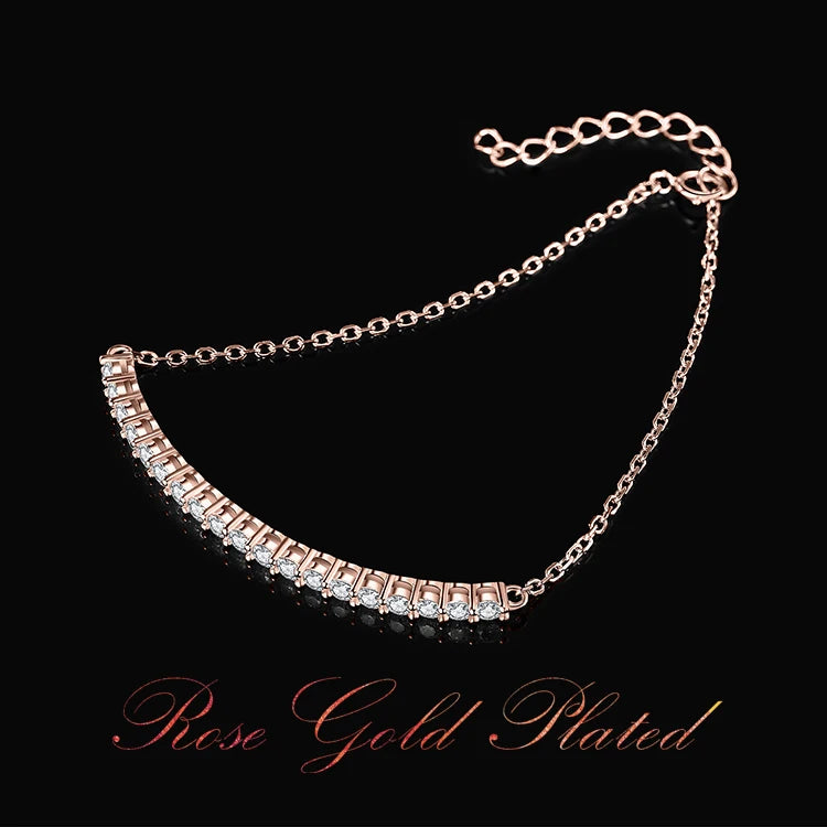 JewelryPalace Moissanite D Color Round Cut 925 Sterling Silver Adjustable Link Bracelet for Woman Yellow Rose Gold Plated