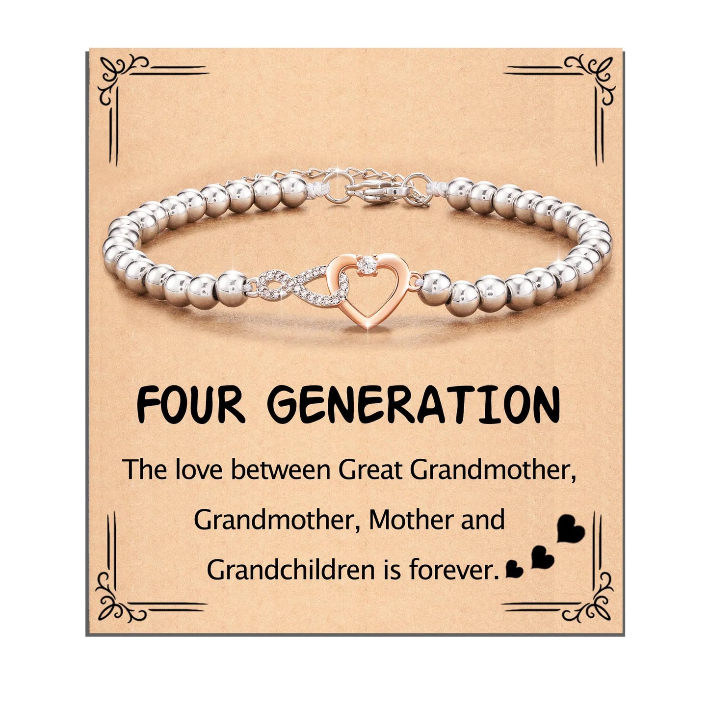 Love-filled diamond beaded bracelet, birthday jewelry gifts for wife, daughter, mother, grandmother, sister, mom, with cards