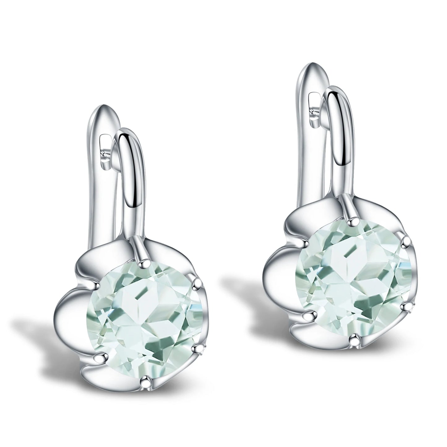 GEM'S BALLET Pure 925 Sterling Silver Fine Jewelry Oval 5.47Ct Natural Green Amethyst Birthstone Stud Earrings For Women Green Amethyst 925 Sterling Silver CHINA