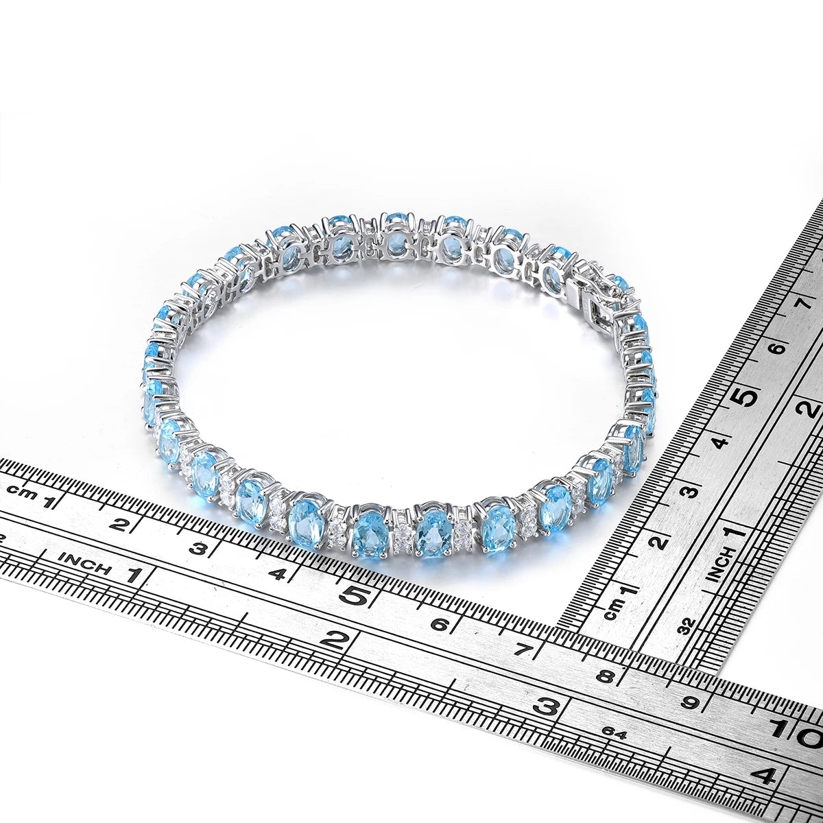 Natural Deep Blue Topaz Solid Sterling Silver Bracelets 13 Carats Genuine Gemstone Luxury Gorgerous Anniversary Gift Top Quality