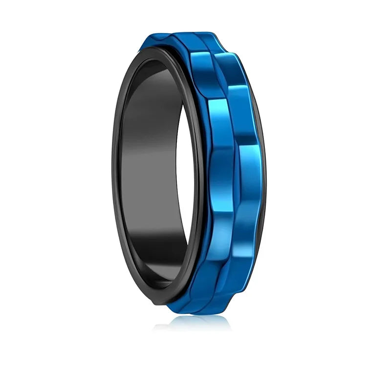 Stainless Steel Ring For Men Gear Chain Rotating Spinning Fidget Rings Punk Jewelry Size 6-13