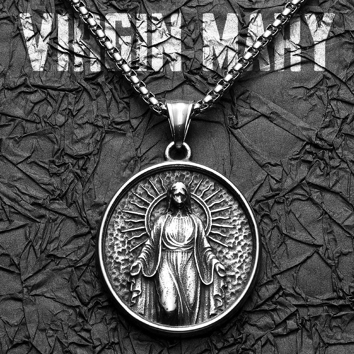 Virgin Mary Cross Powerful Amulets Stainless Steel Men Necklaces Pendant Chain Cool Thing for Girl Women Jewelry Gifts Wholesale
