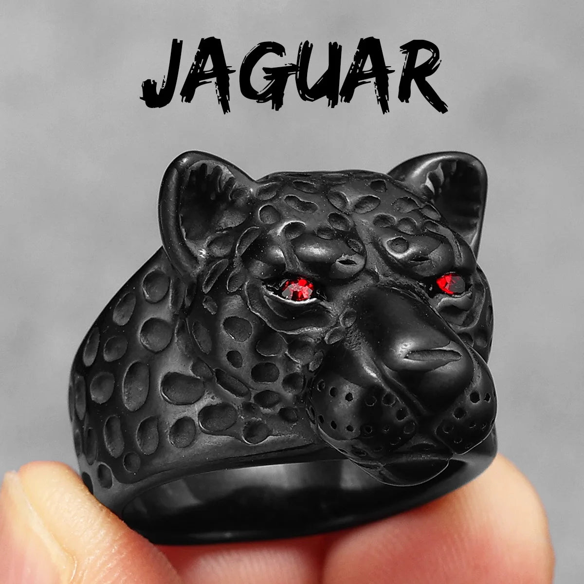 Leopard Ring Stainless Steel Men Jaguar Rings Wild Animal Punk Rock for Male Party Jewelry Halloween Accessories