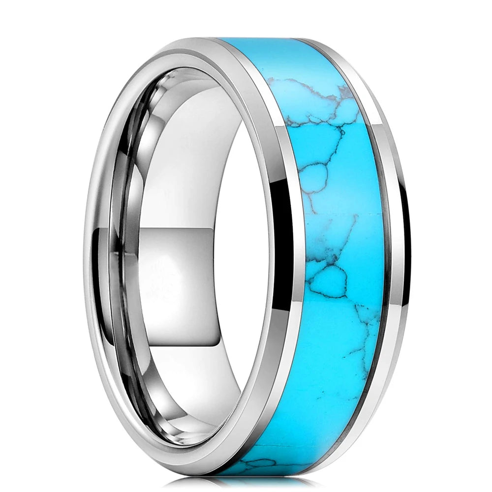 Simple Titanium Stainless Steel Rings For Men Women Koa Wood Inlay Luxury Wedding Band Engagement Rings Jewelry anillos mujer