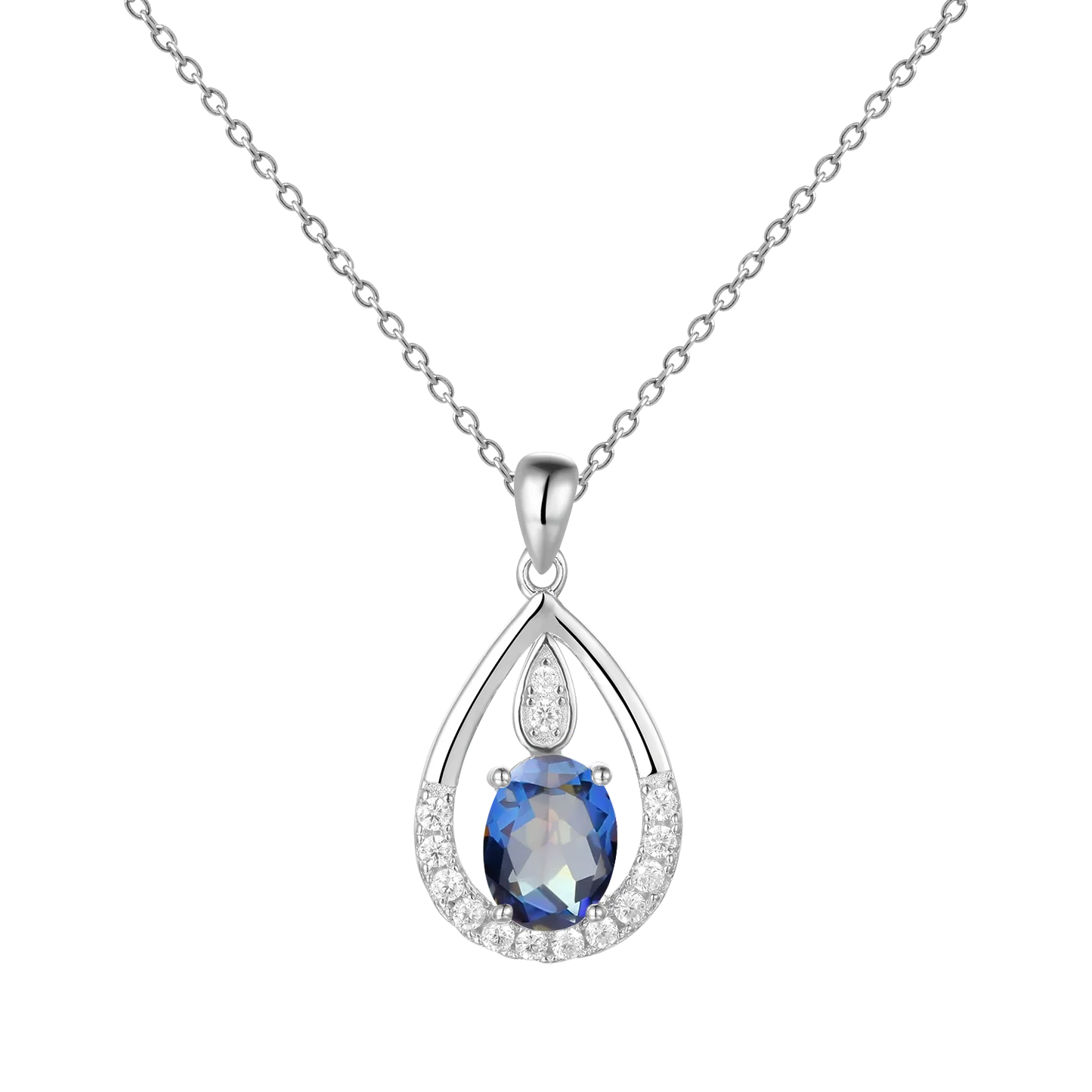 Gem's Ballet December Birthstone Topaz Necklace 6x8mm Oval Pink Topaz Pendant Necklace in 925 Sterling Silver with 18" Chain Blueish