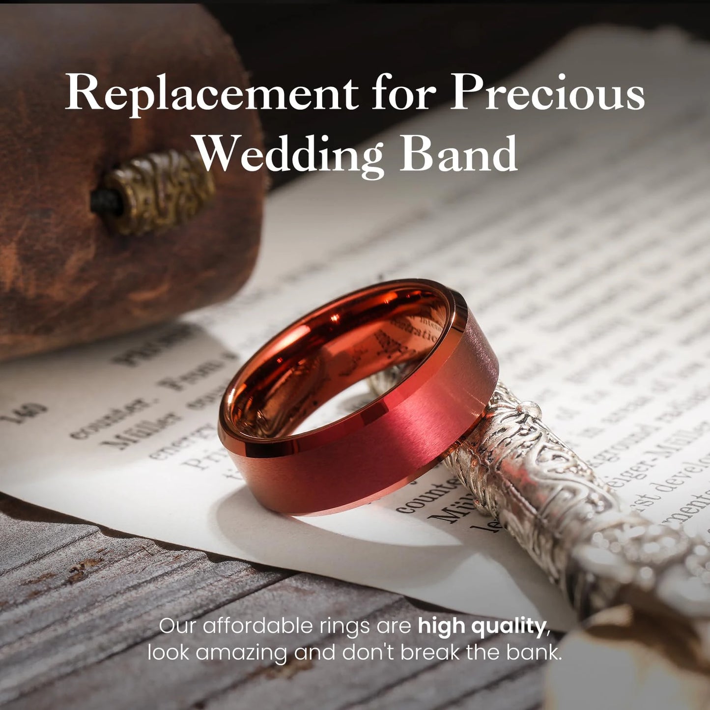 2023 Simple 8mm Red Stainless Steel Rings For Men Women Red Matte Finish Beveled Polished Edge Men Rings Wedding Band Jewelry