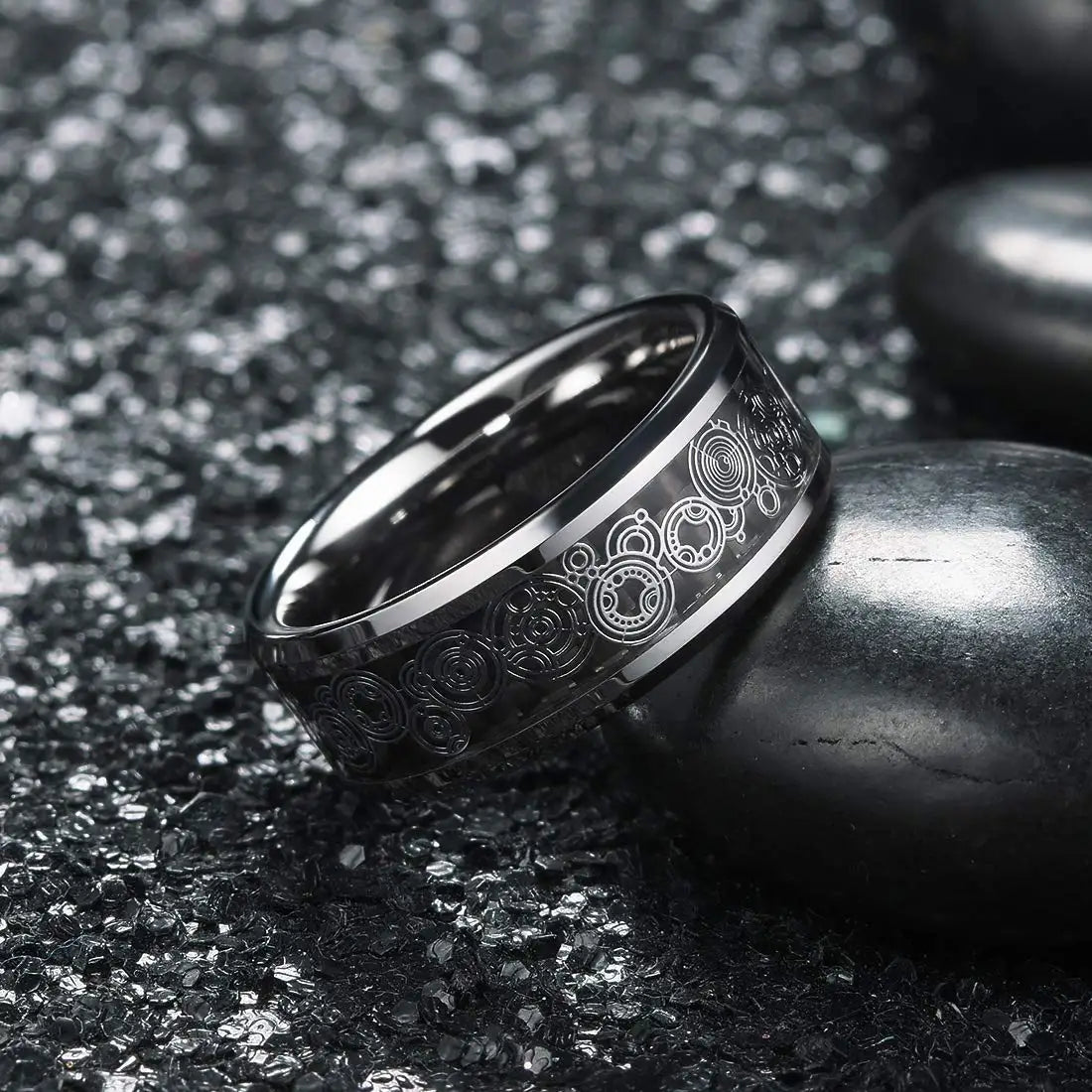 48 styles Fashion 8mm Celtic Dragon Stainless Steel Ring For Men Women Inlay carbon fibre Wedding Band Jewelry Anniversary Gifts