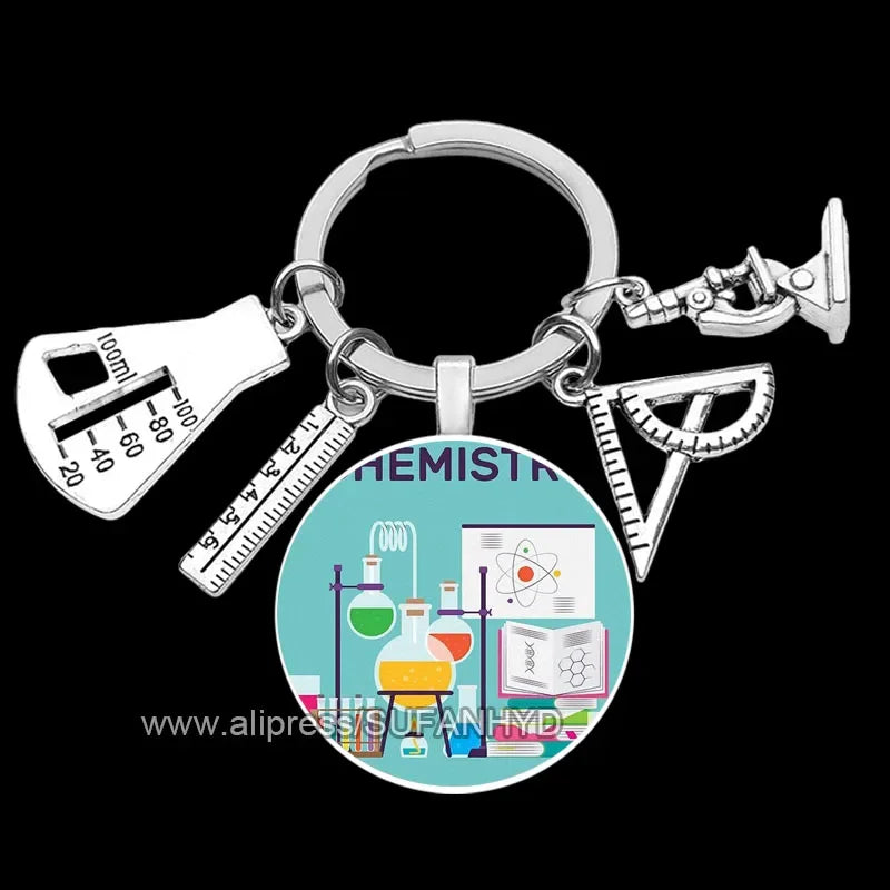 Creative Chemistry Keychain for Key Science Key Rings for Biology Master Teacher's Day Gift for Professor Chemistry c-49-9