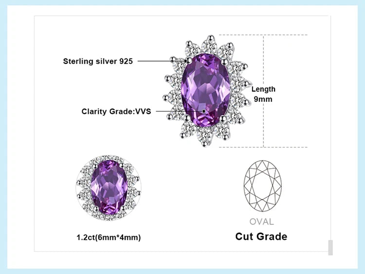 JewelryPalace Created Blue Sapphire Ruby 925 Sterling Silver Stud Earrings Natural Amethyst Garnet Peridot Topaz Princess Diana