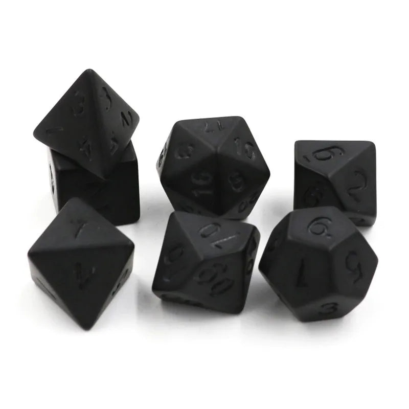 7pcs/set Black Matte Dice Set Personality Unprinted Polyhedron Cubes For DND Board Game Digital Dice