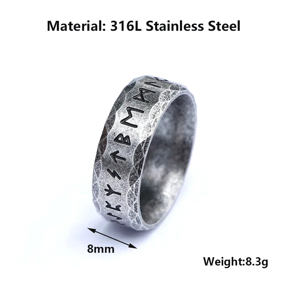 YILUOCD Stainless Steel Viking Runes Ring for Men Women Vintage Nordic Celtic Knot Rings Odin Letter Amulet Jewelry Wholesale