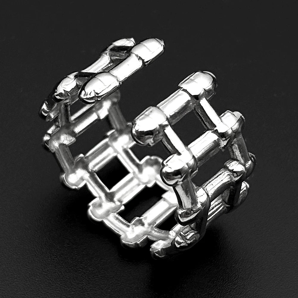 Hiphop Bicycle Chain Rings For Men Adjustable Creative Punk Rock Male Link Ring Trendy Motorcycle Chain Unisex Jewlery Accessory