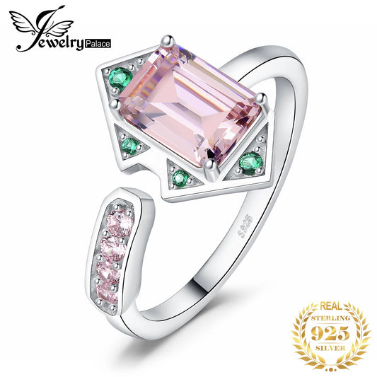 JewelryPalace New Arrival Geometric 2.8ct Pink Gemstone 925 Sterling Silver Adjustable Cocktail Ring for Woman Fashion Jewelry CHINA