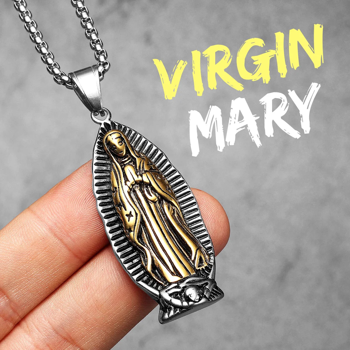 Virgin Mary Angel Cross Stainless Steel Men Necklaces Pendant Chain Amulet Cool New in For Women Fashion Jewelry Gifts Wholesale