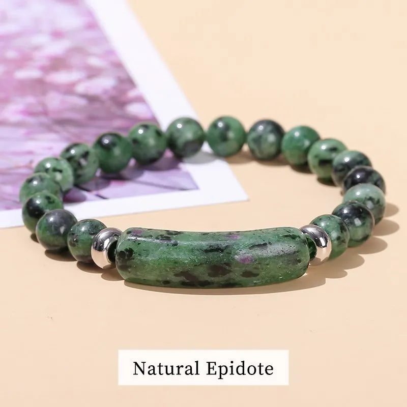 JD Natural Stone Tiger Eye Amethyst Rectangle Bar Charm Bracelet Women Men Healing Stone Powder Crystal Rough Chakra Jewelry