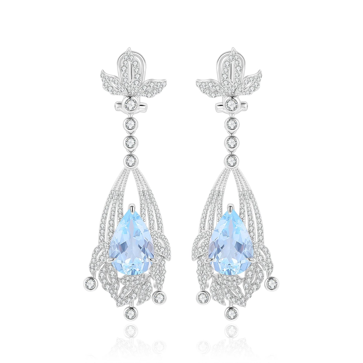 GEM'S BALLET Natural Amethyst Statement Earrings in 925 Sterling Silver Chandelier Earrings Luxury Bridal Jewelry Gift For Her Sky Blue Topaz 925 Sterling Silver CHINA
