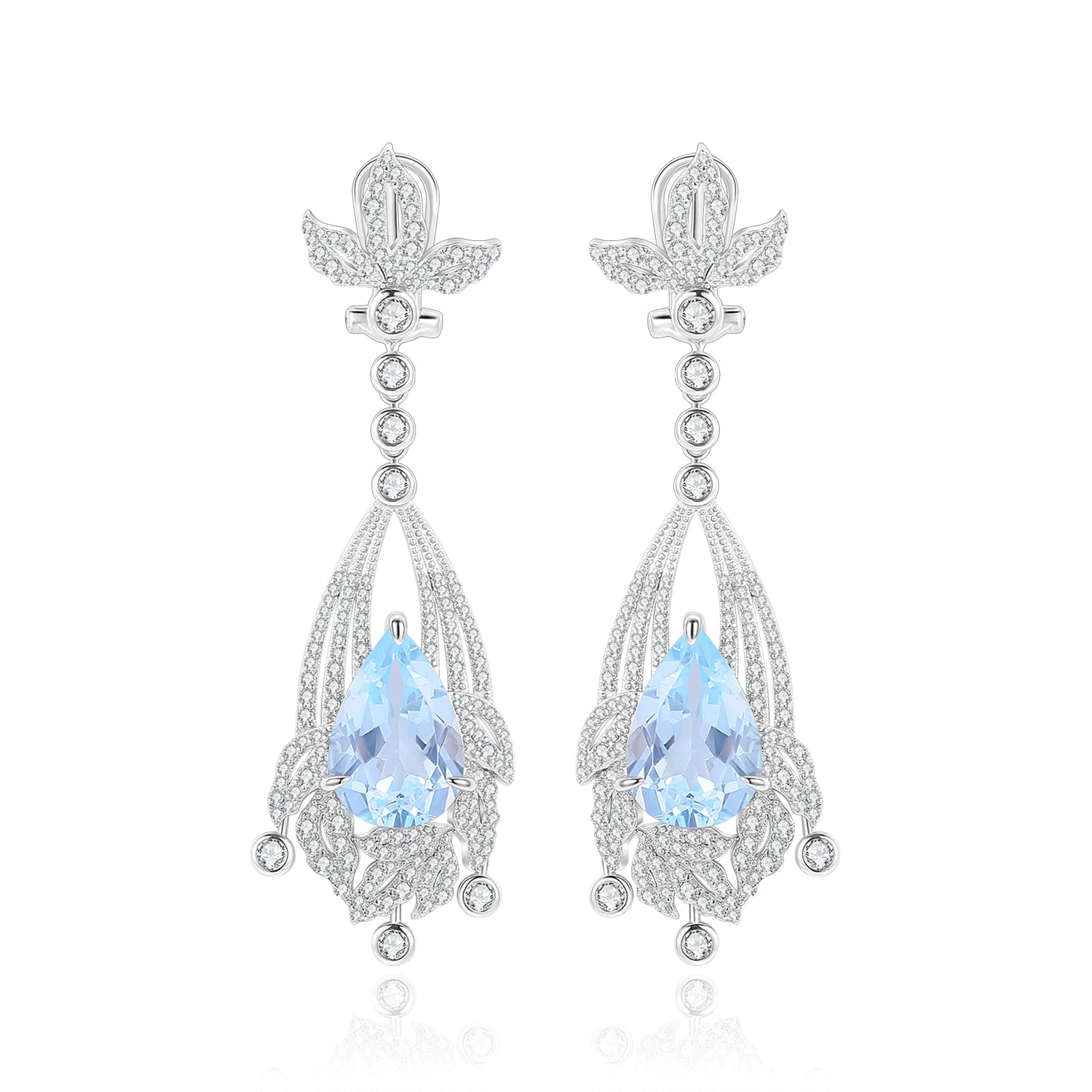 GEM'S BALLET Natural Amethyst Statement Earrings in 925 Sterling Silver Chandelier Earrings Luxury Bridal Jewelry Gift For Her Sky Blue Topaz 925 Sterling Silver CHINA