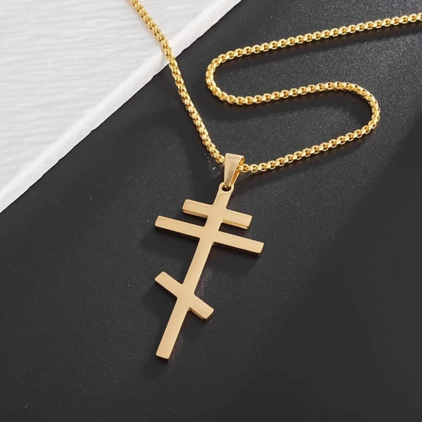 Orthodox Cross Pendant Necklace for Men Women Religious Prayer Faith Amulet Stainless Steel Jewelry Gifts