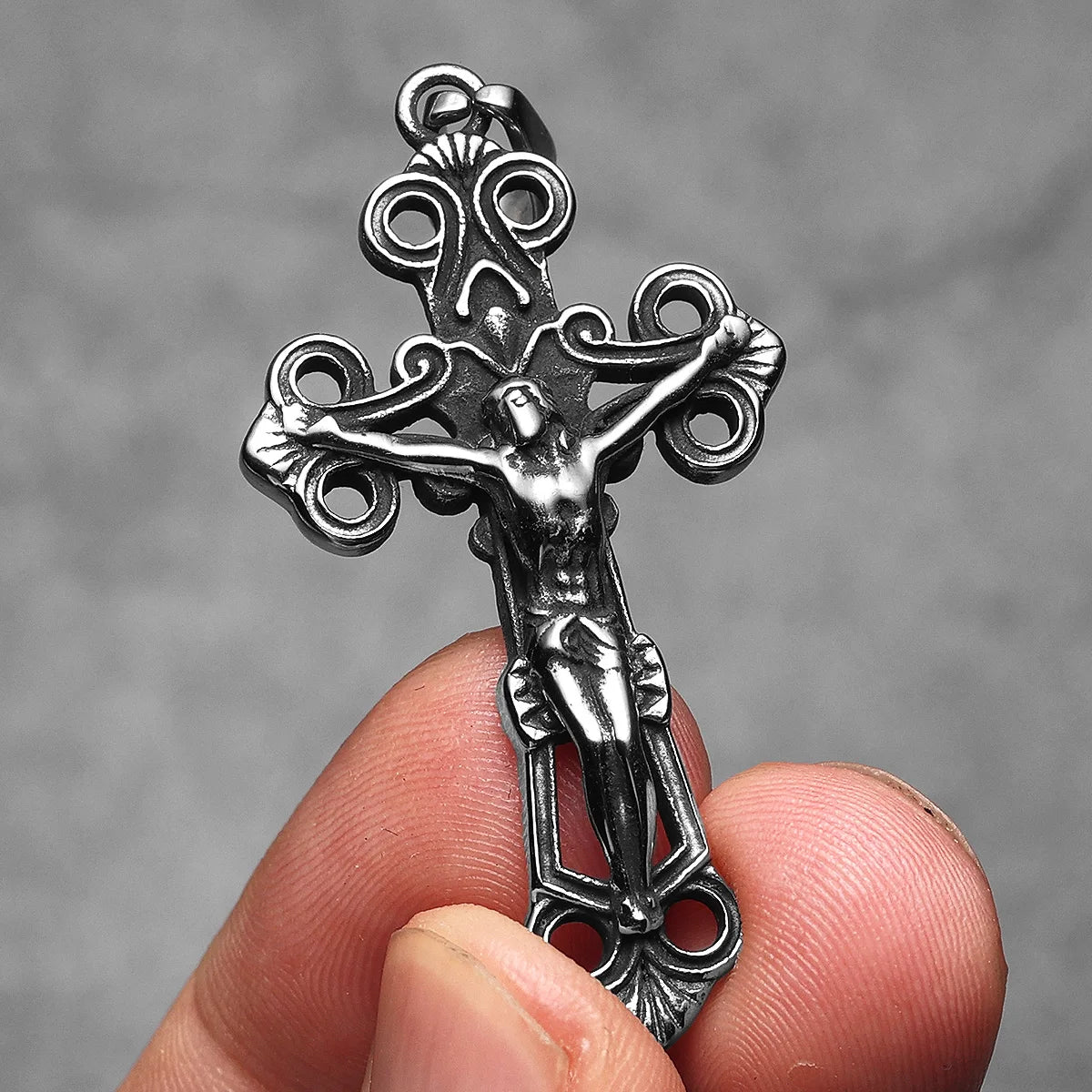 Jesus Cross Hollow Amulets Stainless Steel Men Necklaces Pendant Chain Punk For Women Fashion Jewelry Gift Wholesale Dropshiping