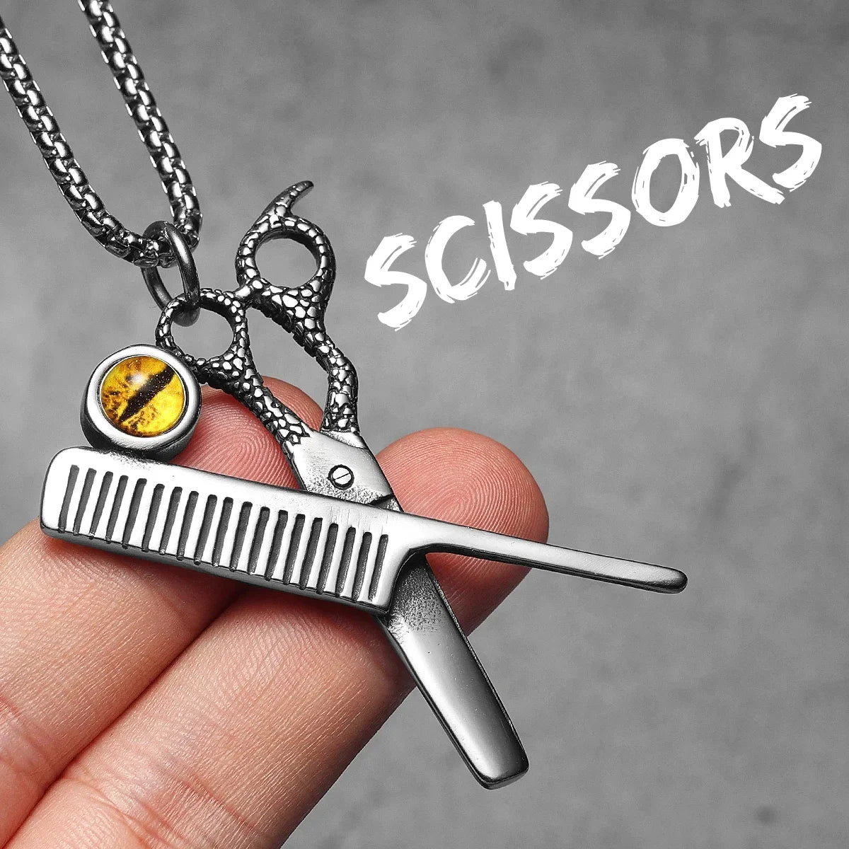 Barber Scissors Shaver Hair Drier Razor Stainless Steel Man Necklaces Pendant Chain For Women Fashion Jewelry Gifts Wholesale