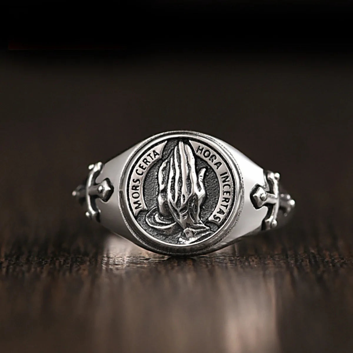 Prayer Hands Adjustable Rings, Stainless Steel Punk Dark Style Jewelry for Women and Men, Comfort Fit for Daily Wear, Gift Idea