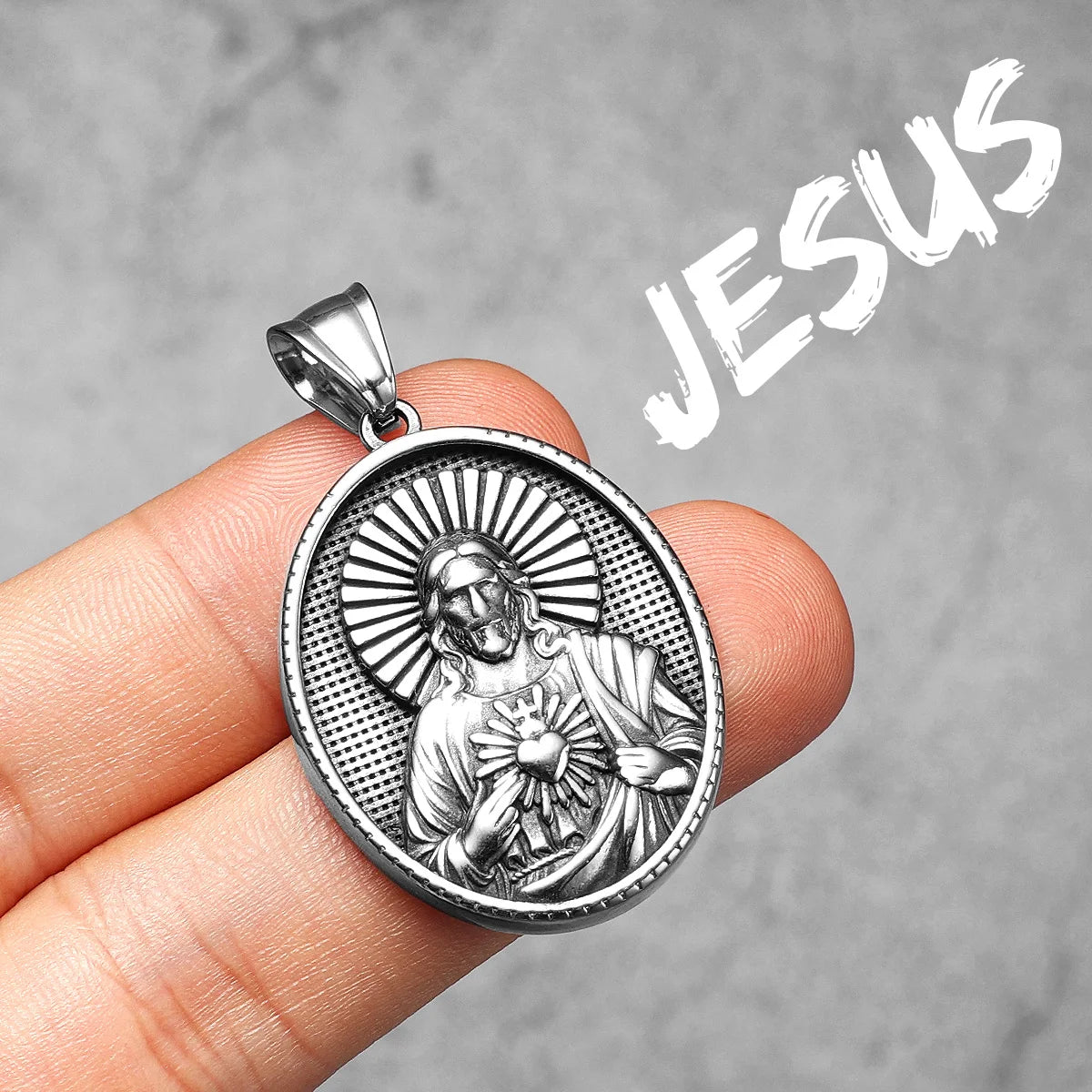 Christian Jesus Heart Cross Powerful Amulet Stainless steel Men Necklaces Pendant Chain New In For Women Jewelry Gifts Wholesale