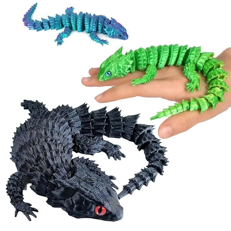 3D Printed Conjoined Lizard Statue Ornaments, Movable Cartoon, Creative Desk Plants, Rockery, Fish Tank Landscaping Decoration