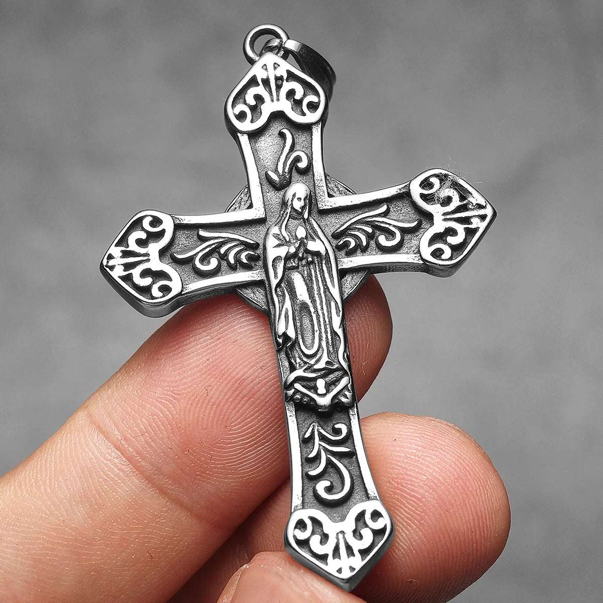 Virgin Mary Cross Amulets Stainless Steel Men Necklaces Pendant Chain Punk For Women Fashion Jewelry Gifts Wholesale Dropshiping