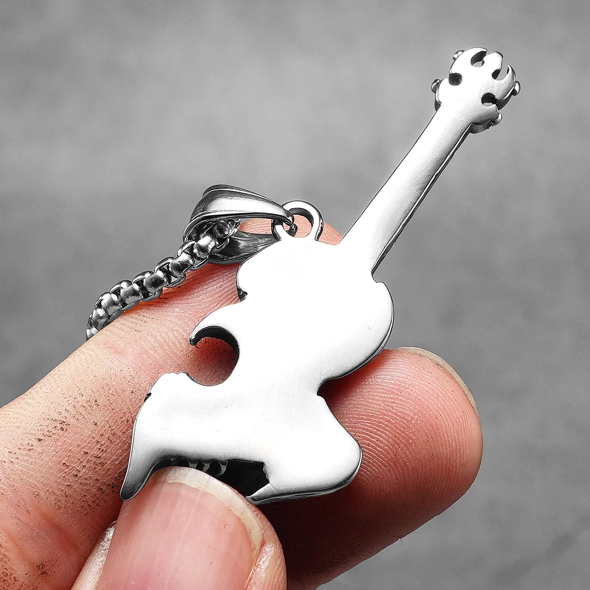Rock Skull Guitar Stainless Steel Men Necklaces Pendant Chain Punk for Women Fashion Retro Jewelry Gifts Wholesale Dropshiping