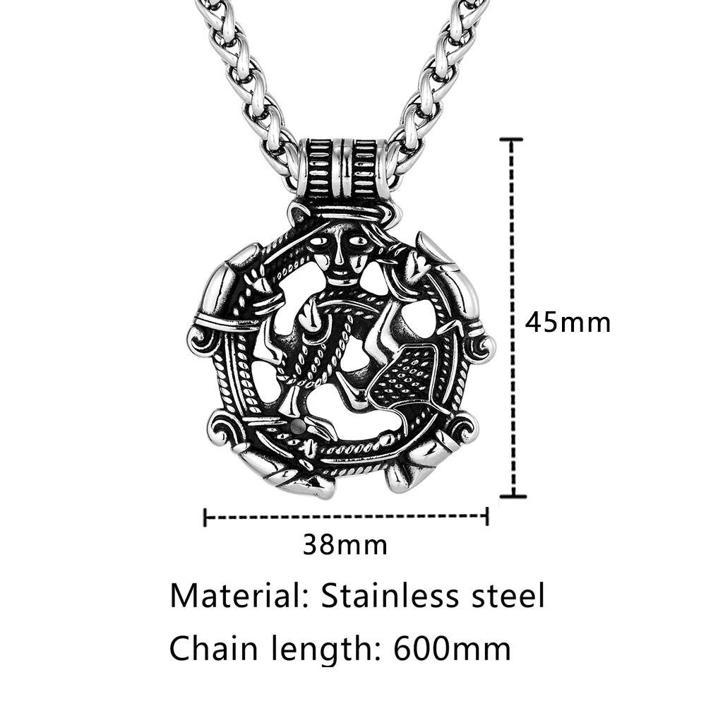 Norse Mythology Loki Necklaces Men Hollow Stainless Steel Viking Runes Trinity Pendant Amulet Vintage Scandinavian Jewelry Gifts