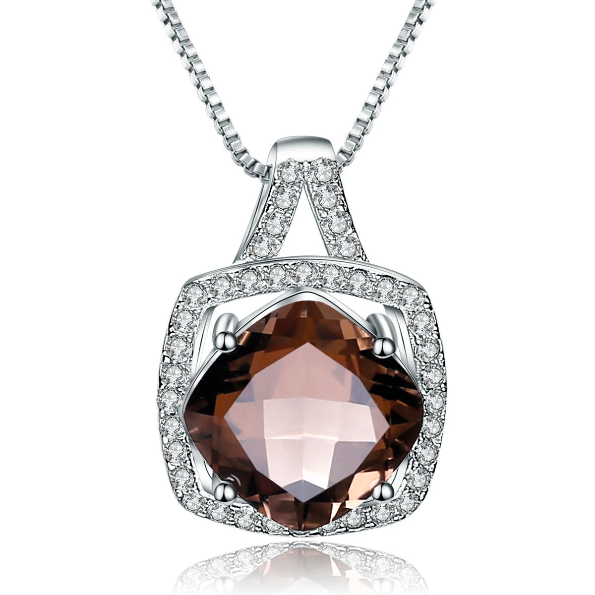 GEM'S BALLET Round Natural Smoky Quartz Pendant Necklace Genuine 925 Sterling Silver For Women Fashion Fine Jewelry Accessories Smoky Quartz 925 Sterling Silver CHINA