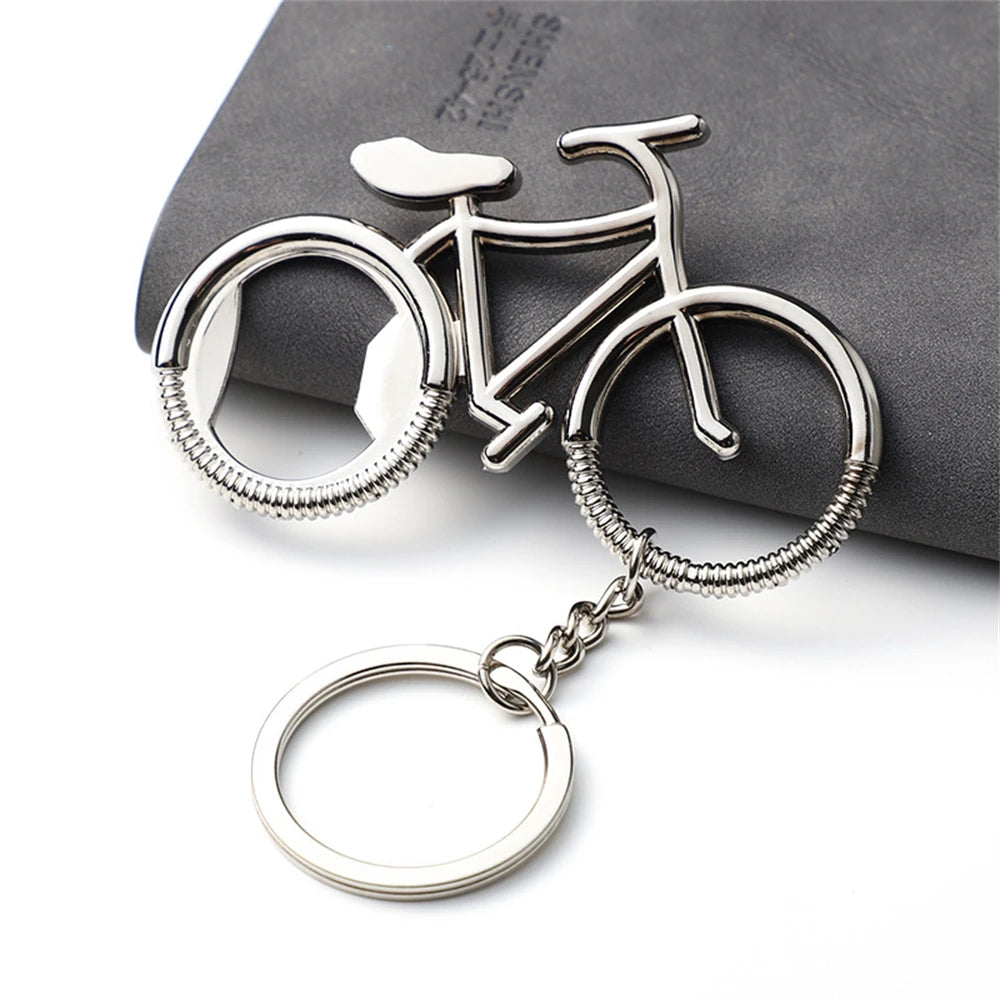 Creative Yellow Bike Key Chain Dynamic Bicycle Figure Key Ring Student School Bag Pendant Sporting Fans Gifts Men Car Key Holder Silver