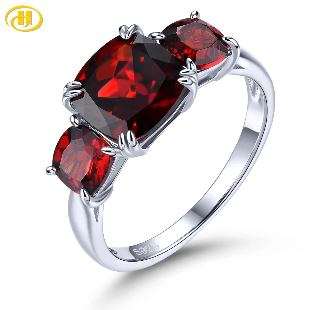 Natural Red Garnet Sterling Silver Rings 4.5 Carats Genuine Gemstone Women Classic Design Fine Jewelry Top Quality Birthday Gift