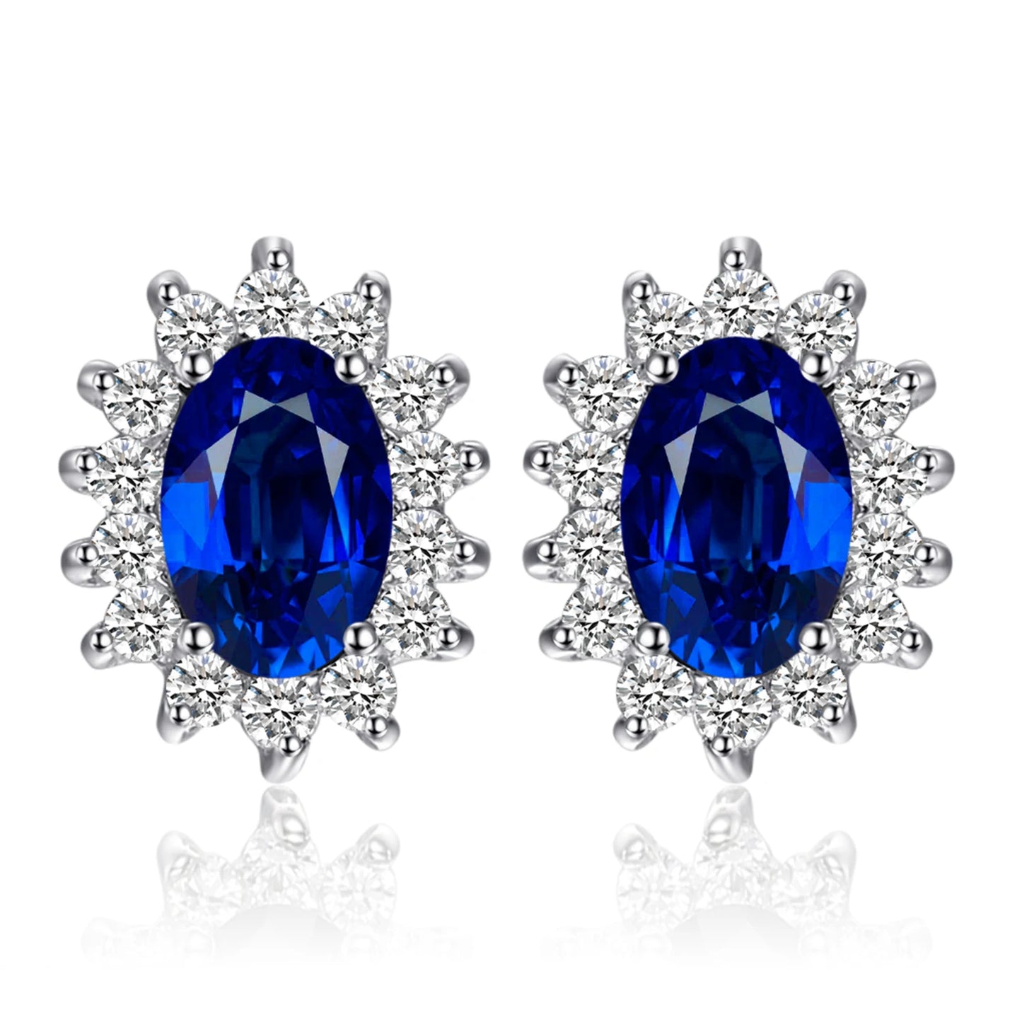 JewelryPalace Created Blue Sapphire Ruby 925 Sterling Silver Stud Earrings Natural Amethyst Garnet Peridot Topaz Princess Diana